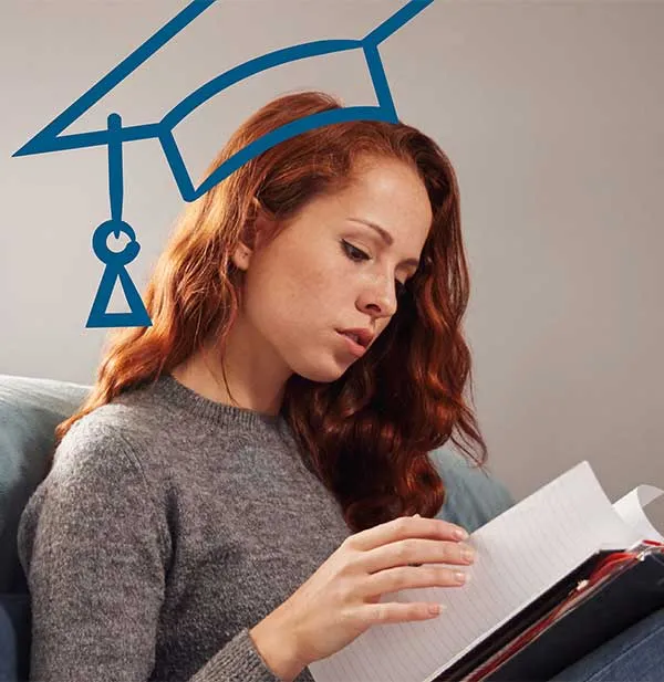 Student reading a book.